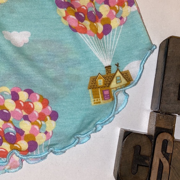 DISNEY “UP” Motif Women’s Ruffle Edged Sleep Shorts in Mist Mint - Picture 3 of 8